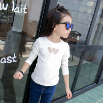 Spring and Autumn Girls Long Sleeve T-shirt Top Cotton Joker Thin Medium Big Child base shirt Sticker Slim Korean Black White