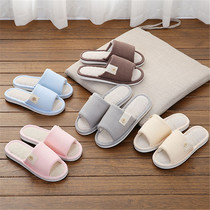 Four seasons universal linen cotton cloth slippers summer home bedroom non-slip soft floor lovers slippers female male