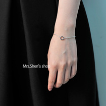 t Shen Mrs S925 sterling silver Japanese Korean geometric square bracelet female hipster student girlfriends bracelet can be lettering