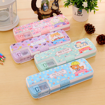 Childrens Day Gift Double open 2-layer plastic pencil case cartoon containing two layers of pen box Han version creative stationery lead pencil case