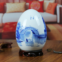 Jingdezhen ceramic vase blue and white porcelain hand-painted water town modern home living room ornaments Fu egg Crafts gift