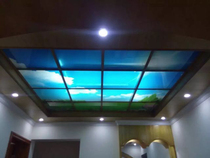 Landscape ceiling art glass lattice custom ceiling whole picture spliced living room ceiling Jiangxi custom