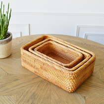 Natural Vietnam Indonesia fruit basket Old autumn rattan woven grass woven rectangular storage basket box box fruit basket