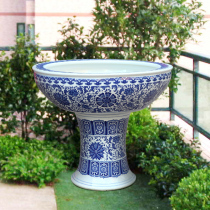 Ceramic blue and white basin Floor-standing column type fish tank King size goldfish tank Water lily bowl Lotus lotus basin Koi outdoor