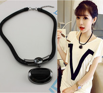 Japanese and Korean elegant Joker Necklace Exaggerated choker Black Big Stone Accessories Necklace Womens Clothes Ornaments