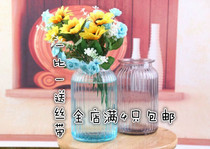 Vertical vase glass European style vintage stained glass vase home decoration striped glass vase