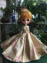 Tanggo Doll Clothes Goose Yellow Silk Sain Wedding Dress Chinese Doll Wedding Dress 3 min yellow long hair