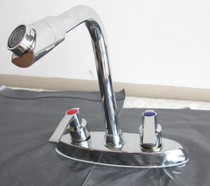 Two-to-tap washbasin double handle double-hole copper hot and cold surface basin sitting type tap triple hole tap