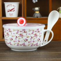 Cartoon ceramic soup bowl microwave oven special bowl home instant noodle bowl student insulation box bowl couple set