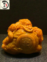 Fine three-color jade Furong Shoushan stone carving ornaments Arhat high relief landscape characters creative crafts