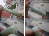 Qing Dynasty round greasy and old and fields jade fume mouth hang pin players old and jade specimen old jade jade 1