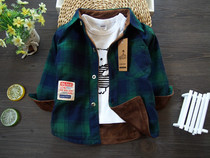 Baby children plaid shirt inch coat Girl male baby spring and autumn long-sleeved cotton small childrens clothing boys velvet shirt