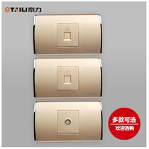 Telie 118-900 Series Single Telephone Cable TV Computer Network Socket Champagne Gold Switch Panel