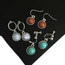 2021 earrings Korean temperament fashion ear jewelry semi-circular imitation stone creative retro temperament earring ear clip female