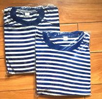 Nostalgic old style sea soul shirt navy shirt couple shirt Long sleeve sea soul shirt blue and white striped navy shirt men and women