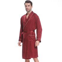 Hangzhou 19 Mmi Jacquard Medium Silk Sleeping Gown Male 100 Mulberry Silk Luxury Couple Wedding Pajamas Home Clothes