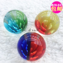 25MM colored glass ball transparent crystal decorative fish tank colorful yo-yo two-color petal ball beads