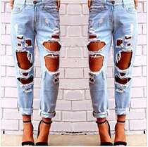 AliExpress explosion-proof European and American wild sexy exaggerated big holes to catch beggar boyfriend jeans 706