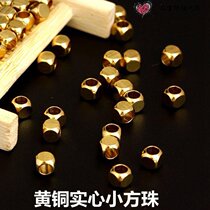 Brass square beads chamfered square Zhu wenplay accessories brass with beads moon diamond Diamond diy with beads