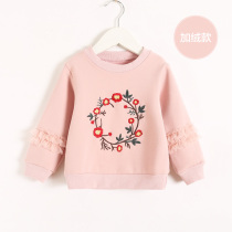 Autumn new baby girl plus velvet clothes girl child plus velvet sweater baby base shirt baby warm coat