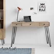 Nordic industrial country style home solid wood computer desk bedroom simple desk American iron art with pumping desk