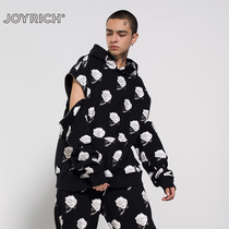 JOYRICH official Tide brand black and white rose loose hooded sweater