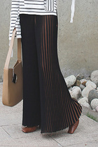 (LAMOBO exclusive @ special) Heavy-pound ultra-complex craft hand-pulled to hit color 100 pleated knitted broadlegged pants