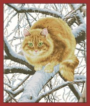  Cross stitch redraw electronic picture source file magazine-Cat on the tree