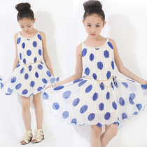Girls princess style summer Sleeveless Polka dot skirt Chiffon dress mid-size childrens dress 2020 new