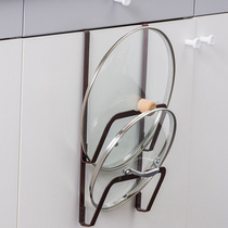 Kitchen simple and convenient Double-layer metal nail-free cabinet side hanging cling paper pot cover storage rack