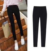 Spring and autumn high-waisted leggings womens 2021 new nine-point black slim pencil small pants large size thin small black pants