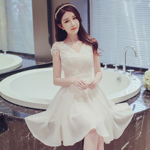 Evening dress 2021 summer new short bridesmaid dress Sister group female wedding banquet student graduation dress skirt