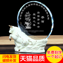 Benniu ceramic crystal trophy custom medal Enterprise company authorization card award authorization gift souvenir production