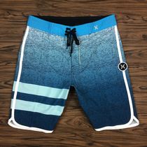 Mens competition fitness knee-length beach pants loose summer gradient blue shorts casual five-point pants large size surf pants