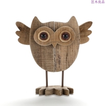 Special North European and American driftwood creative ornaments cartoon owl craft jewelry model room living room study ornaments