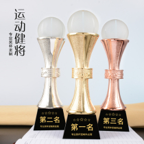 High-grade metal trophy Crystal trophy custom basketball football Golf game creative souvenir production lettering