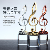 Crystal trophy custom note trophy Metal gold microphone trophy Singing competition Creative music prize custom