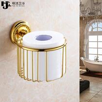 European gold towel basket full copper tissue holder toilet tissue box roll paper basket hand carton toilet paper holder