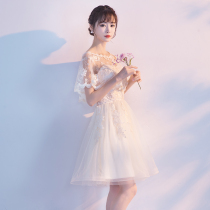 Champagne bridesmaid clothing autumn and winter 2021 New socialites engaged students graduation dress dress toast women