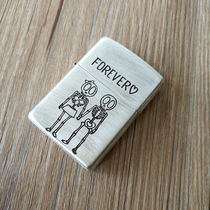 ZIPPO fun skull pattern love theme kerosene lighter grinding process pure copper shell white steel bile gift