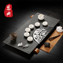 Wujin Stone tea tray natural stone tea tea table tea set home large small whole piece simple black gold tea tray