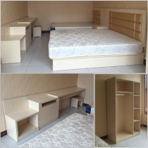 Hotel guest room standard room full furniture B & B soft bag bed by computer desk luggage cabinet locker closet