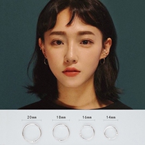 Pure silver small circle Earrings Woman Earrings South Korea Temperament Brief Net Red lukewarm wind ear Ears Pendant male