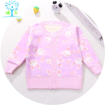 Spring and autumn girls coat small baby sweaters woolen sweatshirt Korean version baby boy cardiovert sweatshirt and woolen sweatshirt