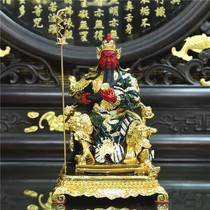Taiwan gilded pure bronze Guan Er Ye Guan Gong statue seated statue Guan Yu Wu Cai God Statue dedicated to the God of Wealth Zhao Cai Buddha statue