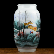  Jingdezhen porcelain hand-painted vase large celebrity handicraft decoration New Chinese living room home decorator