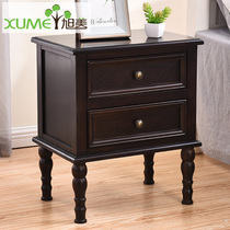 Solid Wood bedside table simple locker black American childrens cabinet small storage cabinet narrow cabinet White Pine
