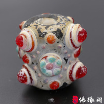 Foyuan Pavilion Qing Dynasty large-size large open eye Dragonfly Eye old glass bucket beads old colored glaze decoration DIY accessories