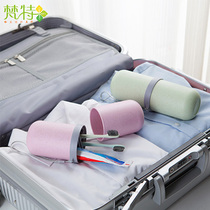 Wheat straw wash cup capsule travel mouthwash Cup portable toothbrush cup toothpaste storage box dual-purpose travel Cup