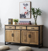 American country retro wrought iron cabinet solid wood combination bedroom simple storage drawer bucket cabinet original side cabinet special offer